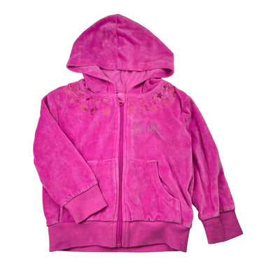 Girls Barbie, pink velour zip hoodie sweater, FUC, size 4,  