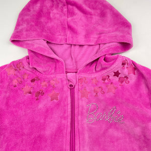 Girls Barbie, pink velour zip hoodie sweater, FUC, size 4,  