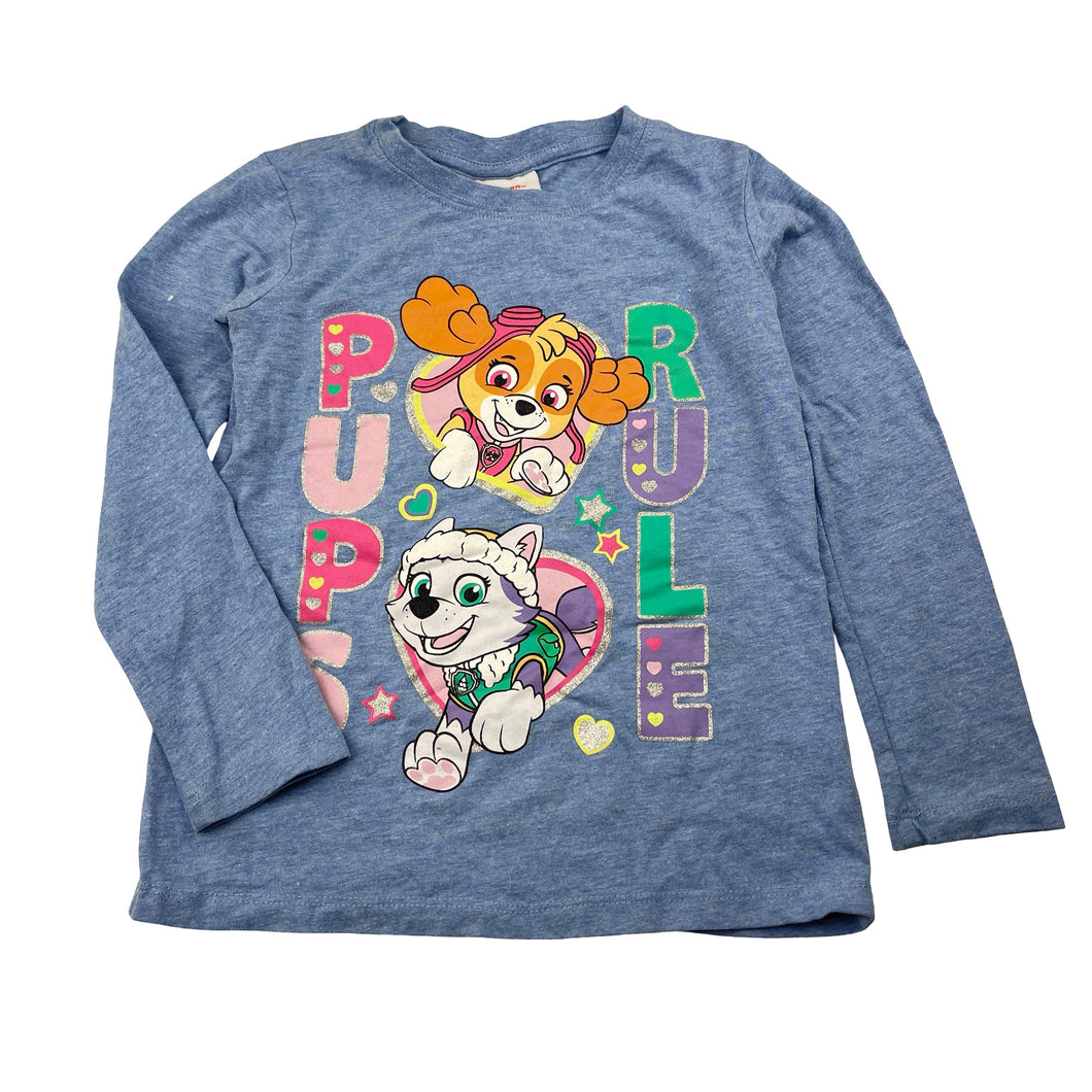 Girls Nickelodeon, Paw Patrol long sleeve tee / top, white marks sleeves, FUC, size 5,  