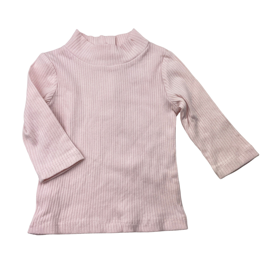 Girls Baby Berry, pink ribbed stretchy long sleeve top, EUC, size 00,  