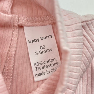 Girls Baby Berry, pink ribbed stretchy long sleeve top, EUC, size 00,  