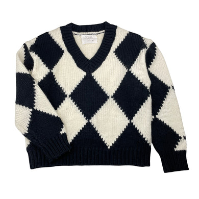 Girls Zara, black & cream chunky knit sweater / jumper, GUC, size 8-9,  