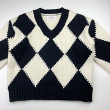 Load image into Gallery viewer, Girls Zara, black &amp; cream chunky knit sweater / jumper, GUC, size 8-9,  