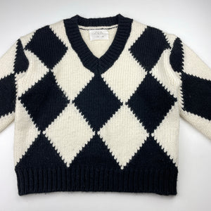 Girls Zara, black & cream chunky knit sweater / jumper, GUC, size 8-9,  
