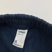 Load image into Gallery viewer, Boys Anko, navy fleece lined track pants, Inside leg: 41cm, FUC, size 5,  