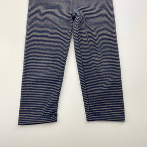 Girls Anko, navy & gold stripe leggings, Inside leg: 27cm, FUC, size 2,  