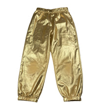 Load image into Gallery viewer, Girls SHEIN, lightweight gold metallic pants, elasticated, Inside leg: 42cm, FUC, size 5,  