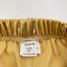 Load image into Gallery viewer, Girls SHEIN, lightweight gold metallic pants, elasticated, Inside leg: 42cm, FUC, size 5,  
