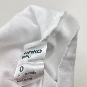 Unisex Anko, white cotton singlet top, EUC, size 0,  