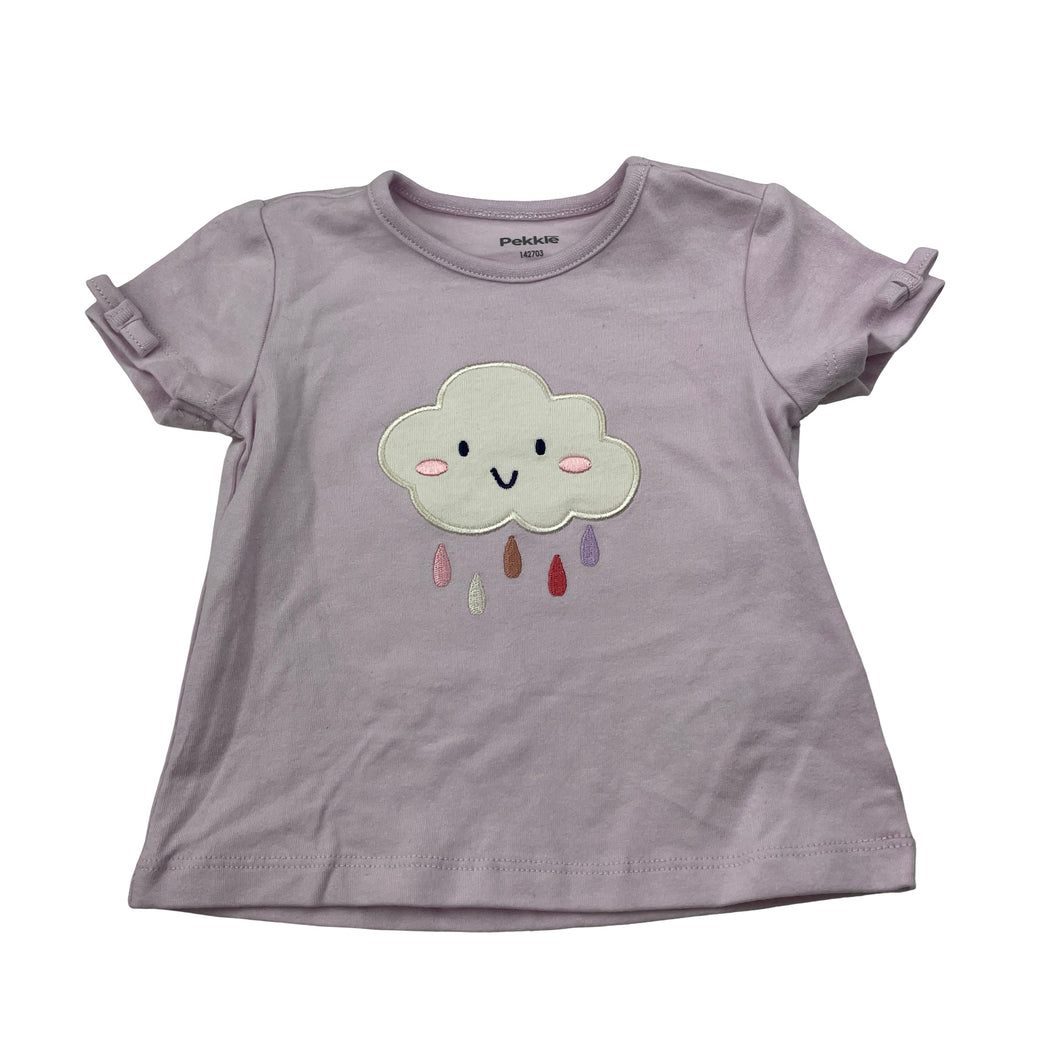 Girls Pekkle, stretchy tee / top, cloud, EUC, size 6 months,  