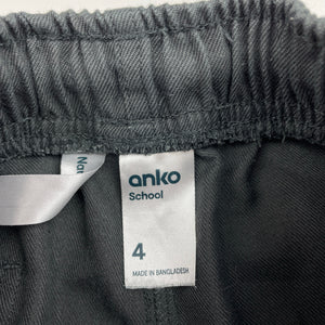 Boys Anko, grey school pants, elasticated, Inside leg: 45cm, GUC, size 4,  