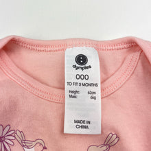Load image into Gallery viewer, Girls Dymples, organic cotton bodysuit / romper, GUC, size 000,  
