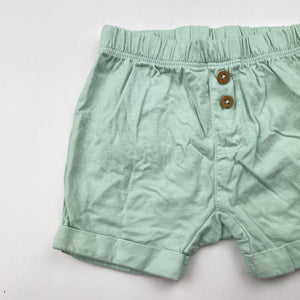 Unisex Carters, mint cotton shorts, elasticated, EUC, size 00,  
