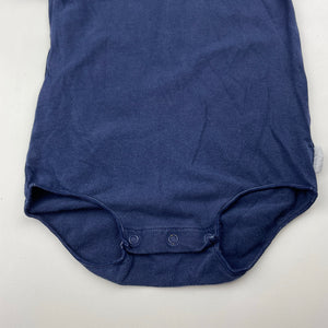 Unisex Bonds, navy stretchy bodysuit / romper, wash fade, FUC, size 0,  