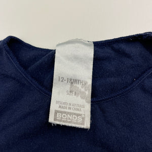 Unisex Bonds, navy stretchy bodysuit / romper, wash fade, FUC, size 0,  