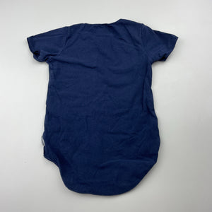 Unisex Bonds, navy stretchy bodysuit / romper, wash fade, FUC, size 0,  