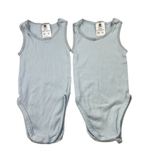 Load image into Gallery viewer, Unisex Dymples, set of 2 ribbed organic cotton singletsuits, GUC, size 0,  