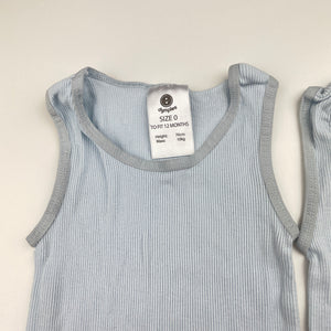 Unisex Dymples, set of 2 ribbed organic cotton singletsuits, GUC, size 0,  
