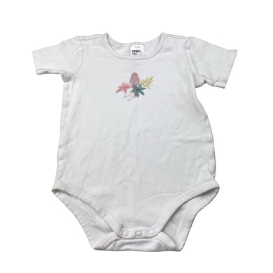 Girls Anko, white cotton bodysuit / romper, bird, GUC, size 2,  