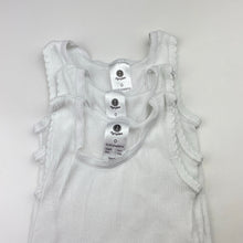 Load image into Gallery viewer, Unisex Dymples, set of 3 white ribbed cotton singlets, GUC, size 0,  