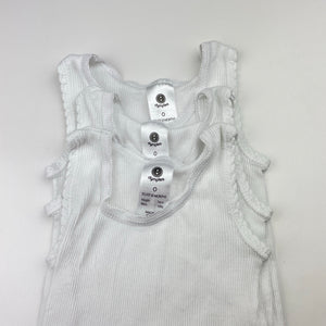 Unisex Dymples, set of 3 white ribbed cotton singlets, GUC, size 0,  
