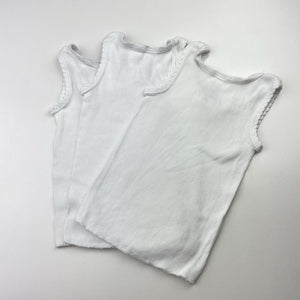 Unisex Dymples, set of 3 white ribbed cotton singlets, GUC, size 0,  