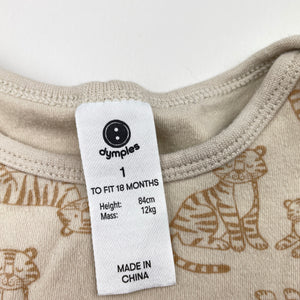 Unisex Dymples, organic cotton bodysuit / romper, tigers, GUC, size 1,  