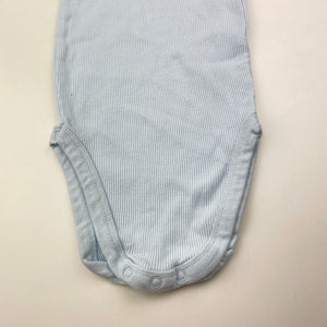 Unisex Dymples, blue ribbed organic cotton singletsuit, EUC, size 0,  