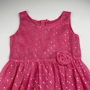 Girls pink, tulle party dress, no labels, armpit to armpit: 30cm, EUC, size 4-5, L: 58cm