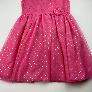 Girls pink, tulle party dress, no labels, armpit to armpit: 30cm, EUC, size 4-5, L: 58cm