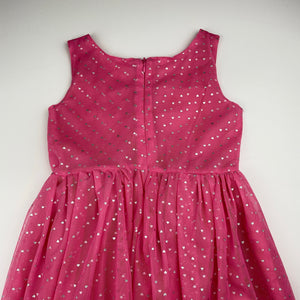 Girls pink, tulle party dress, no labels, armpit to armpit: 30cm, EUC, size 4-5, L: 58cm
