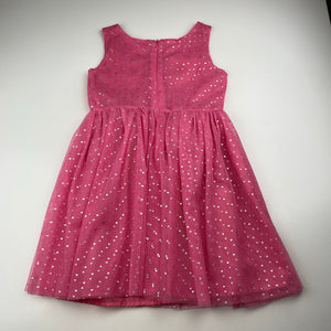 Girls pink, tulle party dress, no labels, armpit to armpit: 30cm, EUC, size 4-5, L: 58cm