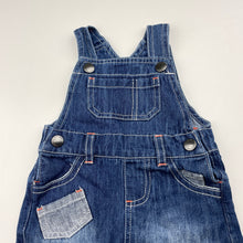 Load image into Gallery viewer, Boys Early Days, bleu denim overalls / shortalls, GUC, size 000,  