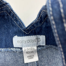 Load image into Gallery viewer, Boys Early Days, bleu denim overalls / shortalls, GUC, size 000,  