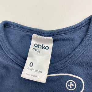 Boys Anko, cotton bodysuit / romper, racing car, EUC, size 0,  