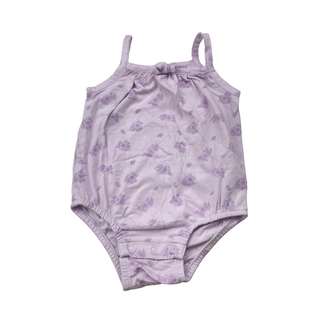Girls Anko, lilac floral cotton singletsuit / romper, EUC, size 00,  