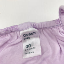 Load image into Gallery viewer, Girls Anko, lilac floral cotton singletsuit / romper, EUC, size 00,  