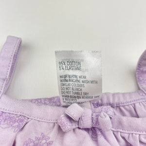 Girls Anko, lilac floral cotton singletsuit / romper, EUC, size 00,  