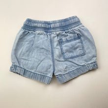 Load image into Gallery viewer, Girls Dymples, blue chambray cotton shorts, elasticated, FUC, size 000,  