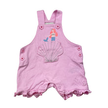 Load image into Gallery viewer, Girls Joules, pink cotton shortalls / romper, mermaid, EUC, size 000,  