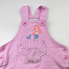 Load image into Gallery viewer, Girls Joules, pink cotton shortalls / romper, mermaid, EUC, size 000,  