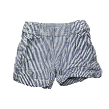 Load image into Gallery viewer, Boys Carters, blue &amp; white stripe cotton shorts, elasticated, GUC, size 0,  