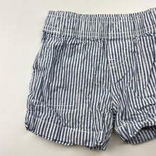 Load image into Gallery viewer, Boys Carters, blue &amp; white stripe cotton shorts, elasticated, GUC, size 0,  