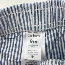 Load image into Gallery viewer, Boys Carters, blue &amp; white stripe cotton shorts, elasticated, GUC, size 0,  