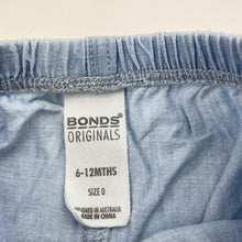 Load image into Gallery viewer, Unisex Bonds, Originals lightweight chambray cotton shorts, elasticated, GUC, size 0,  
