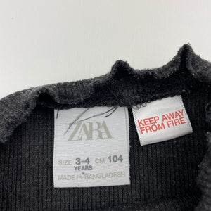 Girls Zara, dark grey ribbed long sleeve top, FUC, size 3-4,  