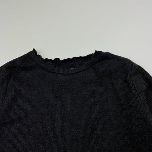 Girls Zara, dark grey ribbed long sleeve top, FUC, size 3-4,  
