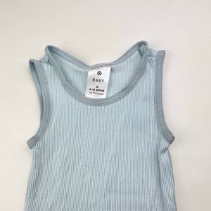 Unisex Target, blue ribbed cotton singlet top, GUC, size 0,  