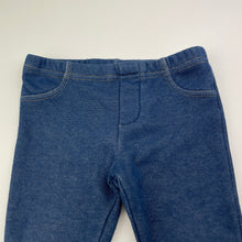 Load image into Gallery viewer, Girls F&amp;F, fleece lined stretchy denim leggings, elasticated, EUC, size 1,  