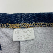 Load image into Gallery viewer, Girls F&amp;F, fleece lined stretchy denim leggings, elasticated, EUC, size 1,  